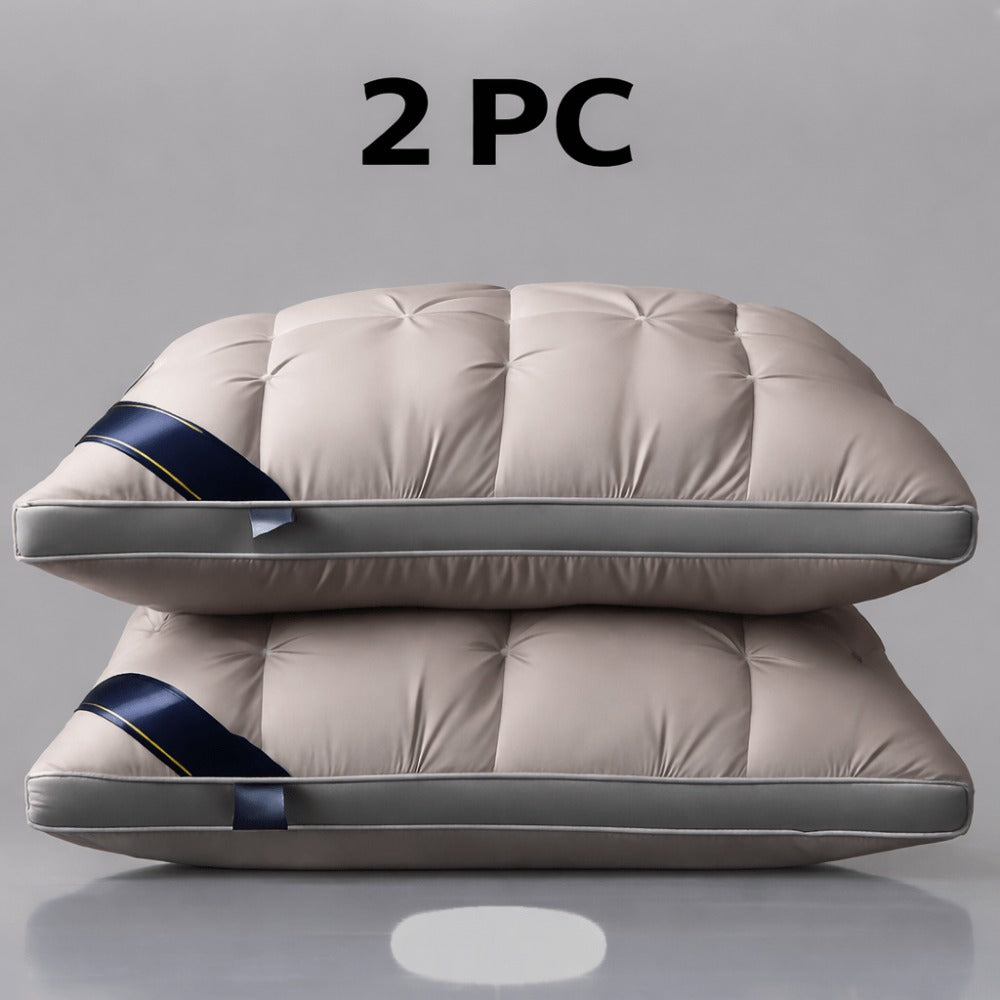 Soft Polyester Fiber Bed Pillow with Satin Cover and Zipper in White or Gray, One or Four-Pack Options