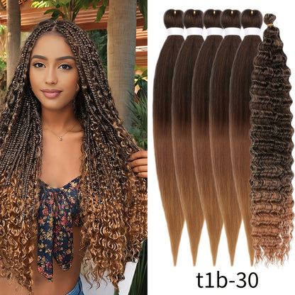 Six-Pack Braiding Hair with Deep-Curly Ends in Seven Pictured 26- or 32-Inch Color Options