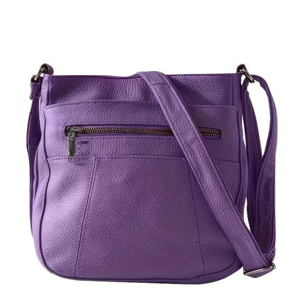 Genuine Leather Messenger Bag for Men Women Anti-Theft Zipper Multi-Pocket Shoulder Crossbody Bag Laptop Organizer Spacious Handbag Purse for Work School Travel Daily Commute 8 Colors