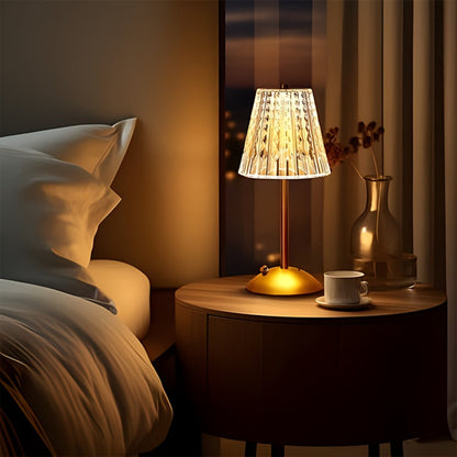 Crystal Atmosphere Lamp Portable – 3-Color Adjustable Touch LED Table Light with Retro Golden Design for Home, Dining Table & Restaurant Ambiance (Starlight / Pumpkin / Trumpet)