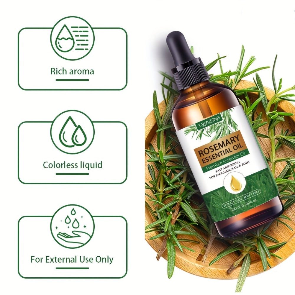 Essential Oil Rosemary External-Use Dropper Bottle with 1-Piece, 2-Piece or 1.01oz Listed Options