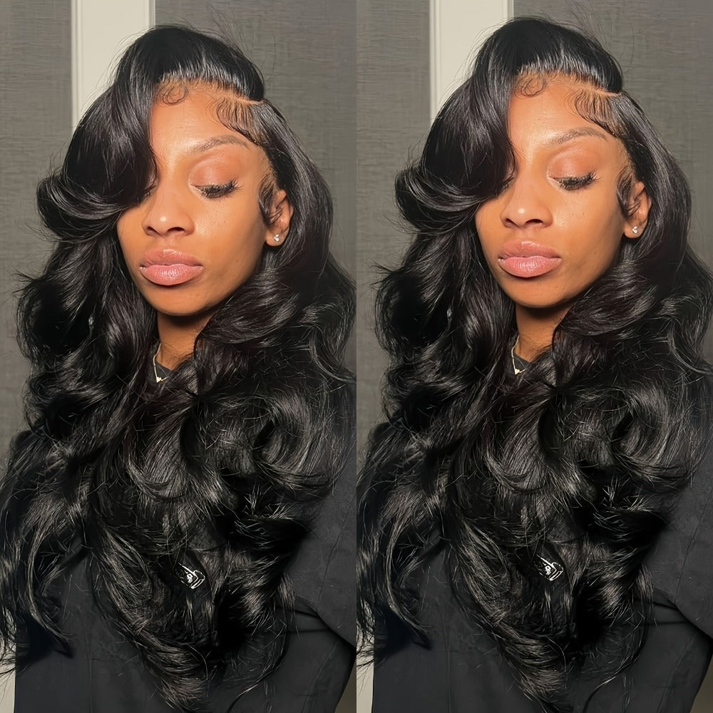 13x4 HD Lace Front Body Wave Synthetic Wig 250% Density Glueless Natural Black Crimson 28 32 Inch Heat Resistant Long Wavy Wig for Women Daily Party Special Events