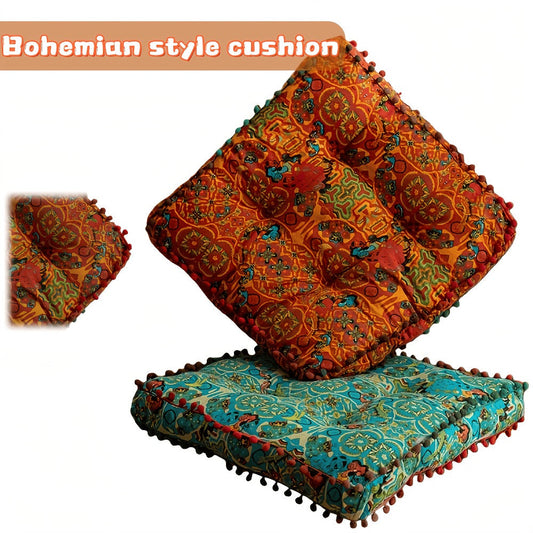 Moroccan Boho Chair Cushion Seat Pad with Cover Fiberfill Stuffed Bohemian Floor Cushion for Outdoor Indoor Chairs Benches Living Room Bedroom Hand Washable Decor