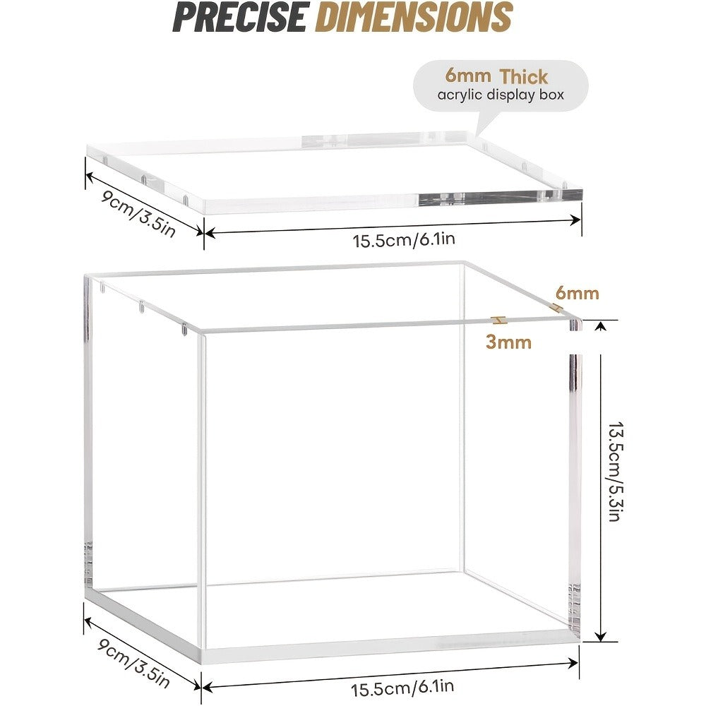 Clear Magnetic Booster Box Display Case in 6.1 x 3.5 x 5.3-Inch Size with Mixed 6mm and 3mm Panels