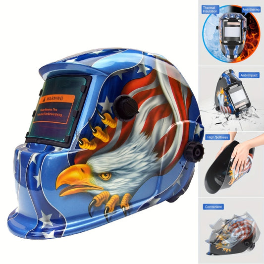 Auto-Darkening Welding Helmet Solar Powered True Color – Wide View DIN 9-13 Adjustable, 1/25000s Response, Lightweight Welder Headgear for TIG MIG MMA Plasma