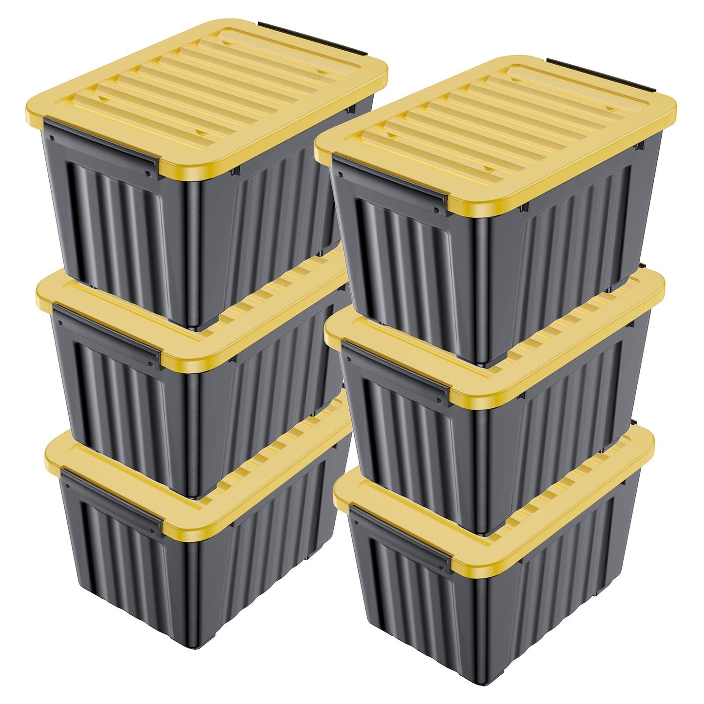 Stackable 72- and 97-Quart Storage Bin Sets with Lids, Wheels, Three Colors and 4- or 6-Pack Options
