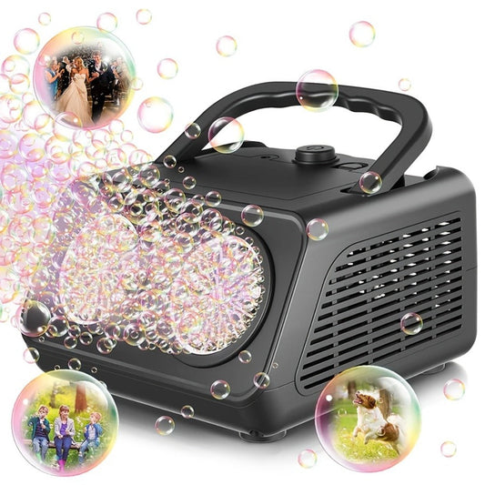 Double Fan Bubble Machine for Party Wedding – Indoor Outdoor Atmosphere Bubble Maker for Kids Adults, Birthday Halloween Christmas Event Decor Toy, 1 or 2 Set Options White or Black