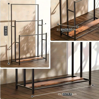 Three-Tier Freestanding Towel Rack in Small or 47-Inch Black Floor-Standing Configurations