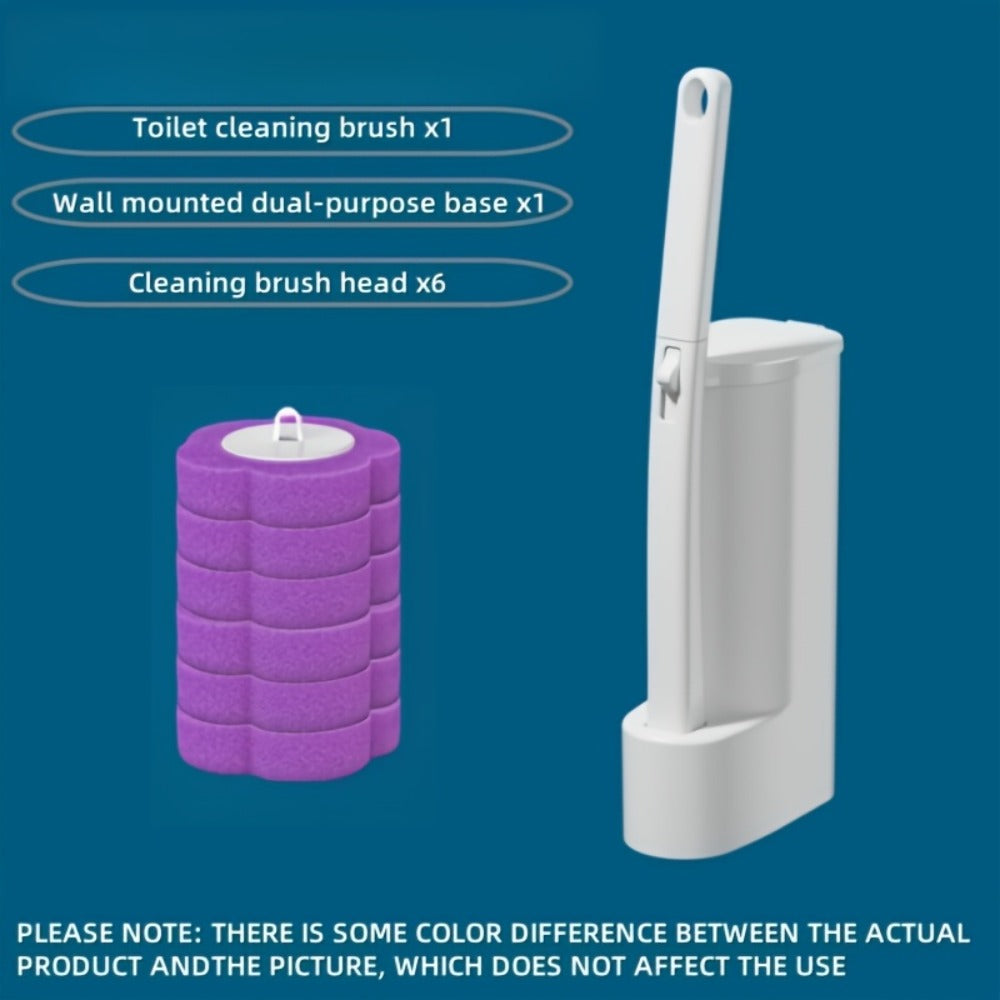 Disposable Toilet Brush Set with Replacement Heads – Hygienic No-Touch Bathroom Cleaning Brush with Stand Easy Install