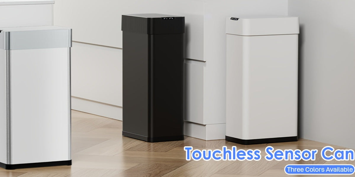Touchless Trash Can with Motion Sensor 18.5 Gallon 60L, -Close Lid, Brushed Stainless Steel, Bag Holder