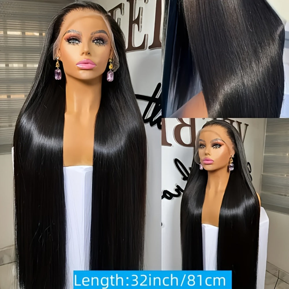 Lace Front Wig Straight Human Hair, 8-38 Inch Natural Color with 13x4 HD Front and 200% Density