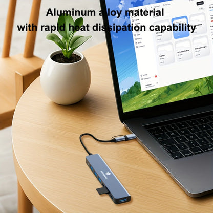 USB-C Hub Multiport Adapter with Audio Output, USB 3.0, USB 2.0, SD & TF Card Reader – Multi-Port Docking Station Splitter for MacBook Pro, Laptop, PC, Plug & Play