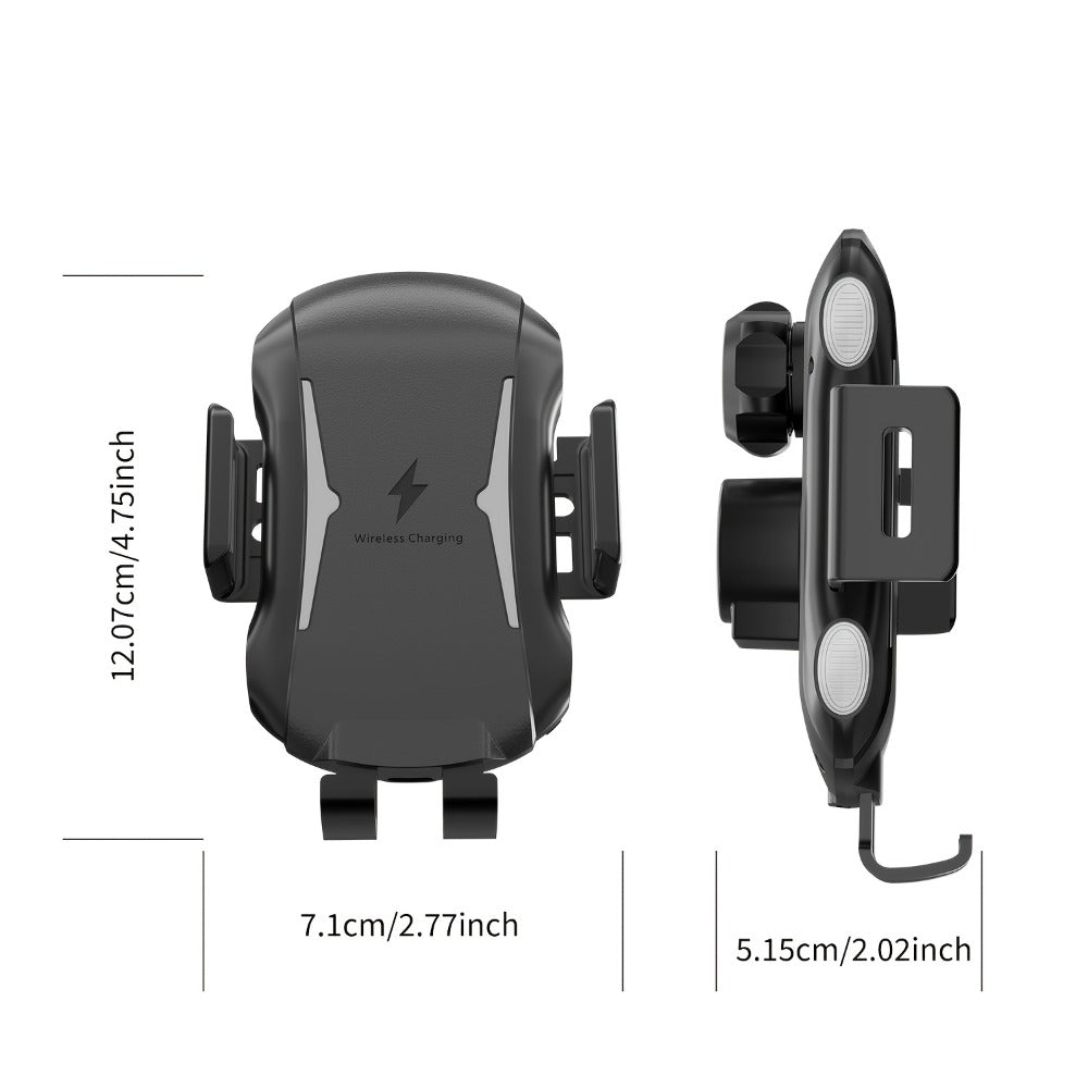 Infrared Auto-Sensing Car Phone Mount 10W Wireless Charging Auto-Lock Clamp Vent Clip Dashboard Suction 360° for iPhone 16 15 14 13 12, Samsung Galaxy S24 S23 S22, All Qi Devices – Black