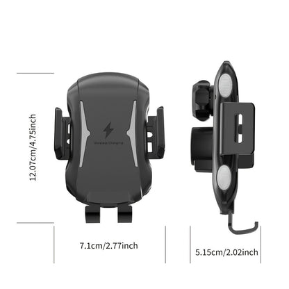 Infrared Auto-Sensing Car Phone Mount 10W Wireless Charging Auto-Lock Clamp Vent Clip Dashboard Suction 360° for iPhone 16 15 14 13 12, Samsung Galaxy S24 S23 S22, All Qi Devices – Black