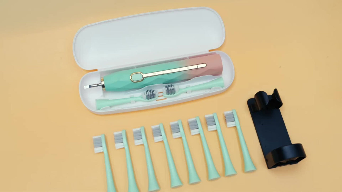 Sonic Electric Toothbrush IPX8 Waterproof USB Rechargeable with 10 Replacement Heads, Intelligent Timer, Travel Case & Charging Base – 5 Colors for Men & Women