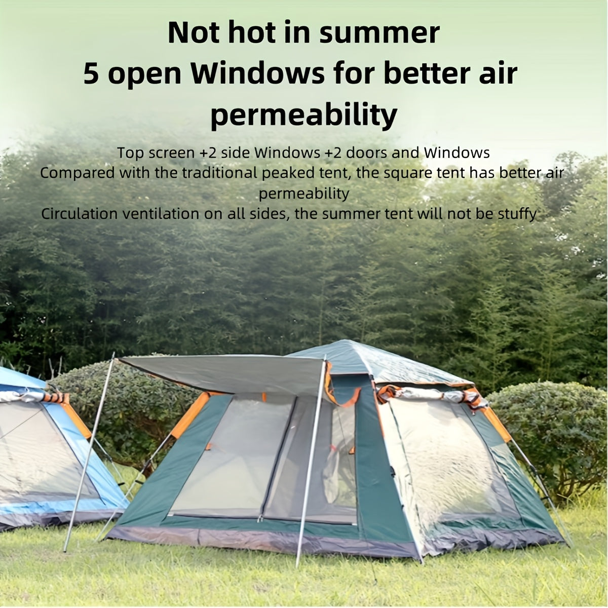 Four-Sided Beach Tent with Five Windows, 240 x 240 x 154 cm Size and Two Green Checkout Options