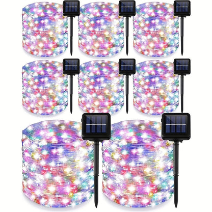 String Lights, 110-LED Solar Copper-Wire Fairy Lights with Eight Modes, Four Colors and 2-, 4- or 8-Pack Options