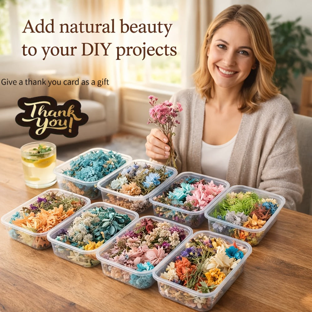 Four-Box Random Dried Flower Craft Set for Resin Jewelry, Candles and Cards with Mixed Color Assortment