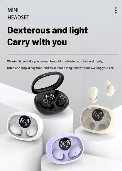 Invisible Sleep Earbuds Bluetooth 5.4 Mini Ultra Compact True Wireless – Noise Cancelling Hi-Fi All Day Wear Touch Control USB-C for Running Sleeping Compatible with All Phones