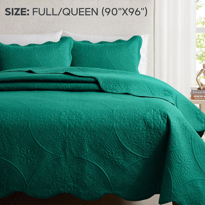 Quilted Bedspread Set 3 Piece – Soft Floral Coverlet with Pillow Shams, Lightweight Breathable Quilt for Bedroom & Guest Room, All Season Bed Cover