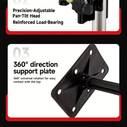 Stainless Steel Telescoping Laser Level Pole, 15.4-Foot Support Rod with 1/4-20 and 5/8-11 Mounts