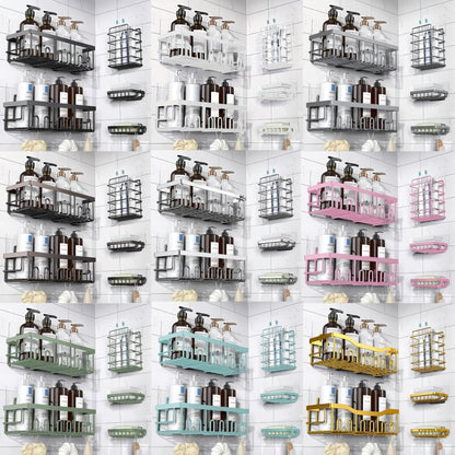 Five-Piece Shower Caddy Organizer Set with Soap Holder in Ten Exact Checkout Colors for Home and Everyday Use