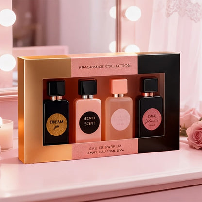 Perfume Gift Set for Women – 4-Piece Mini Luxury EDP Spray Collection, Long Lasting Fragrance, Travel Size 0.68 fl oz Each, Ready to Gift Box for Her