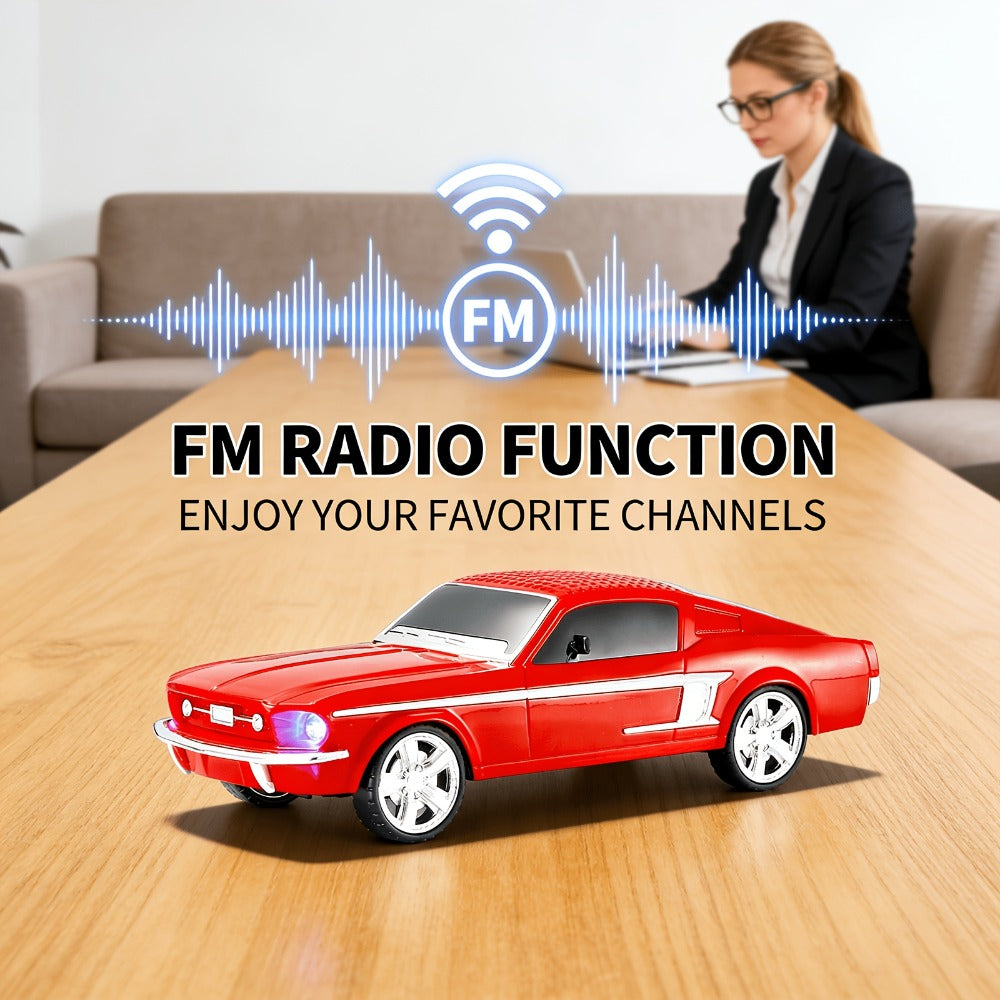 Retro Classic Car Model Bluetooth Speaker with Deep Bass, Colorful LED Lights, FM Radio, USB TF AUX Inputs, Built-In Mic, USB-C Rechargeable – Vintage Novelty Wireless Speaker for Home Decor, Office, Party & Gifts