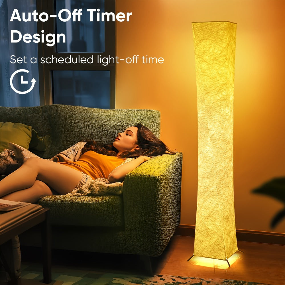 52-Inch Rectangular Fabric Column Floor Lamp with 3000K, 4500K and 6000K Modes plus Handheld Remote