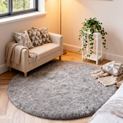 Round Shaggy Area Rug in Seven Solid or Tie-Dye Colors with 4 x 4-Foot to 8 x 8-Foot Sizes