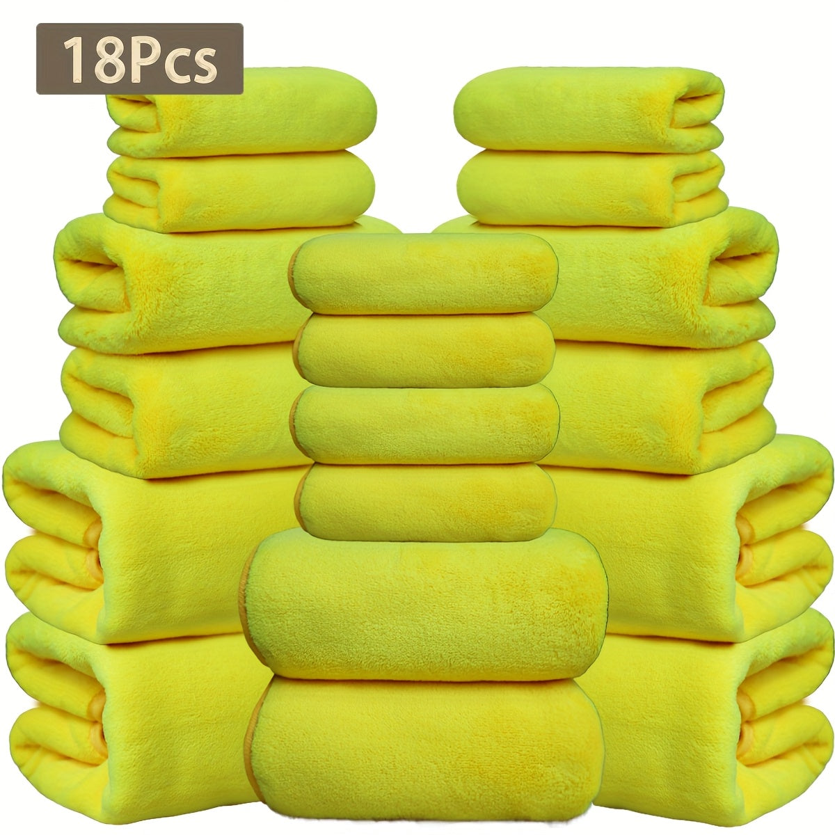 Coral Velvet Bath Towel Set 18pcs – 4 Bath Towels 4 Hand Towels 10 Washcloths Hotel Quality Soft Absorbent