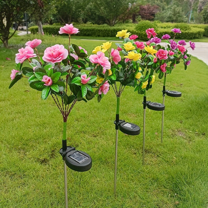 Solar Garden Lights 42-LED Azalea Flower Stake, IP65 with Five Bloom Colors for Yard Decor