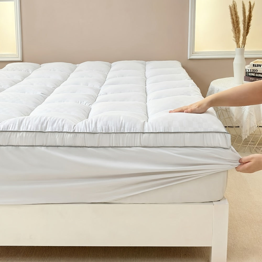 Mattress Topper 1000GSM Quilted Pillow Top with Fitted Deep-Pocket Skirt in Four Bed Sizes