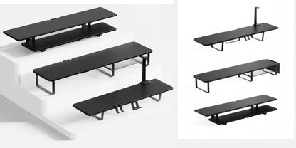 Dual Monitor Stand Riser with Storage E-Sports Style, Adjustable Height Desk Organizer with Cable Management