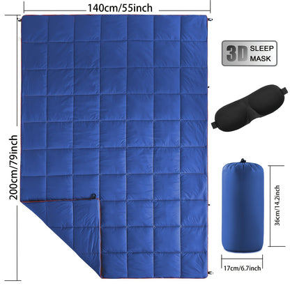 Quilted Camping Blanket in Nine Printed or Solid Designs, Each with Displayed 55 x 79-Inch Size and Roll Bag