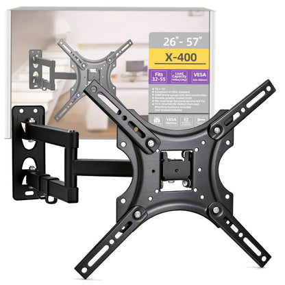 Slim Low Profile TV Wall Mount 26-57 Inch 66 lbs – Full Motion Articulating Dual Arms Swivel Tilt Extend, VESA Compatible, Easy Installation, Black Bracket for Small Mid-Size Flat Screen TVs
