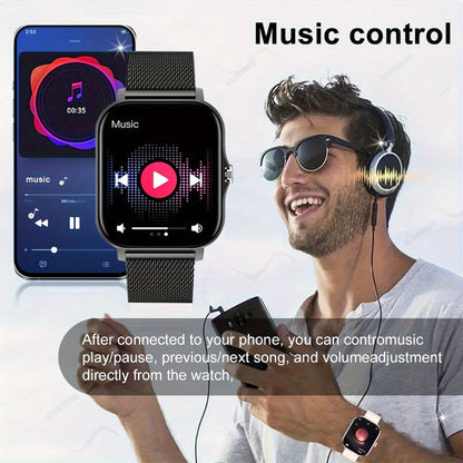Smart Watch 1.83-Inch Full Touch Display with Bluetooth 5.0 Calling, Music Control and Four Metal Colors
