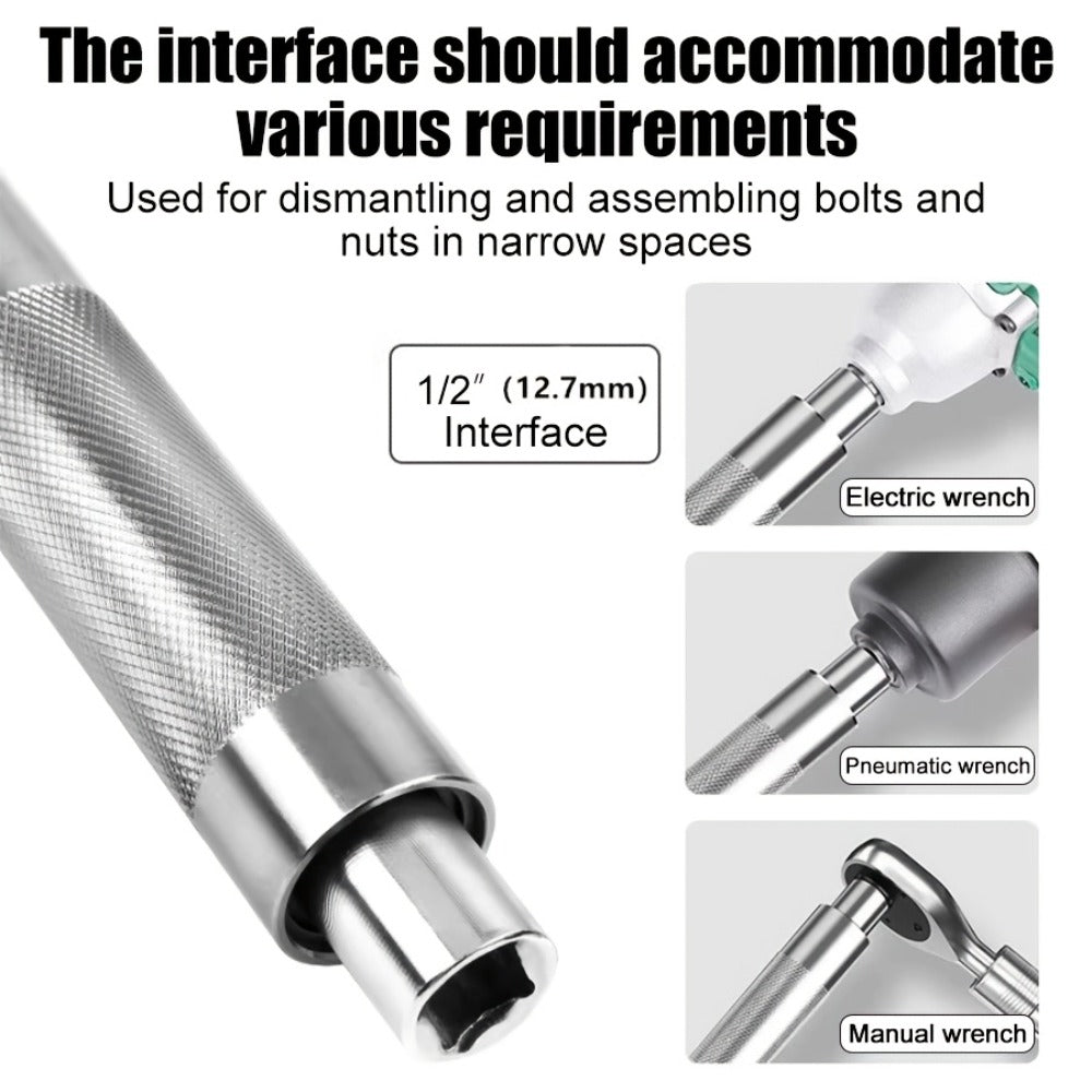 Impact Wrench Extension 1/2" Offset Ratchet Extender - 3-in-1 Heavy Duty Electric Drill Adapter for Confined Spaces Auto Repair with Socket Adapters