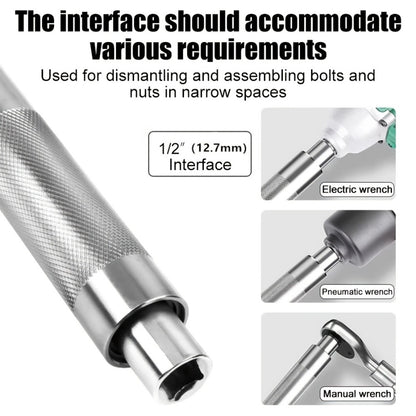 Impact Wrench Extension 1/2" Offset Ratchet Extender - 3-in-1 Heavy Duty Electric Drill Adapter for Confined Spaces Auto Repair with Socket Adapters