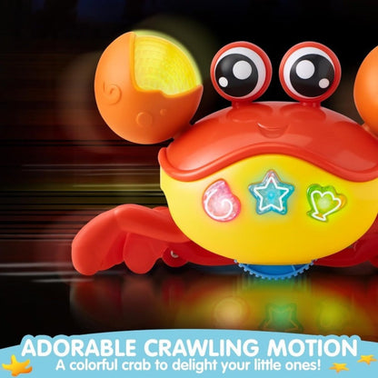 Crawling Crab Baby Toy with Lights, Music & Smart Obstacle Sensor – Interactive Tummy Time Toy for Infants, Dancing Walking Sensory Crawling Toy for Babies & Toddlers, Perfect Christmas & Baby Gift