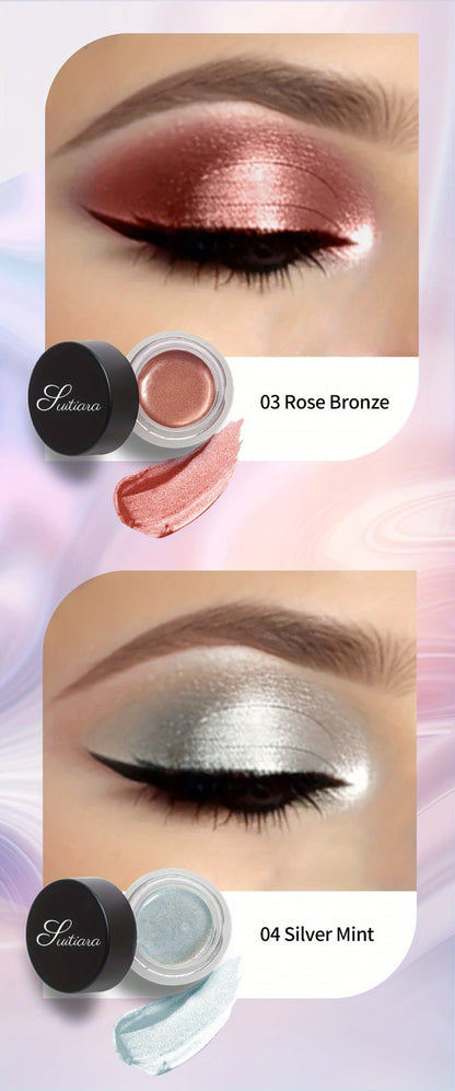 Shimmer Jelly Eyeshadow 2 Pack – Icy Cool Tone Frosty Glow Gel Eye Makeup, Long-Lasting Non-Creasing Blendable Formula, High Shine Luminous Finish for Holiday Party Glam