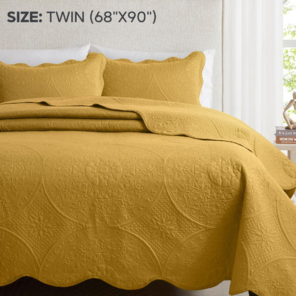 Quilted Bedspread Set 3 Piece – Soft Floral Coverlet with Pillow Shams, Lightweight Breathable Quilt for Bedroom & Guest Room, All Season Bed Cover