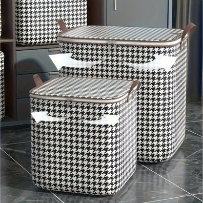 Houndstooth Lidded Storage Bins in One- or Three-Piece XXXL 55.48-Gallon Options with Carry Handles