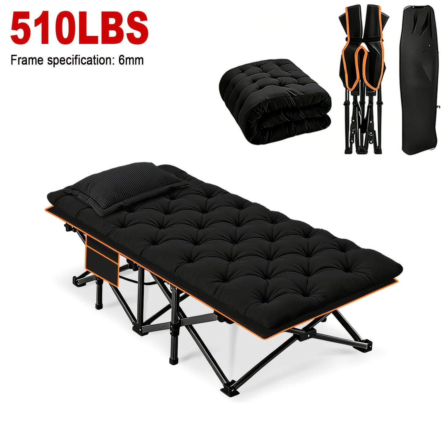 Folding Bed shown in the 510lb•Black option