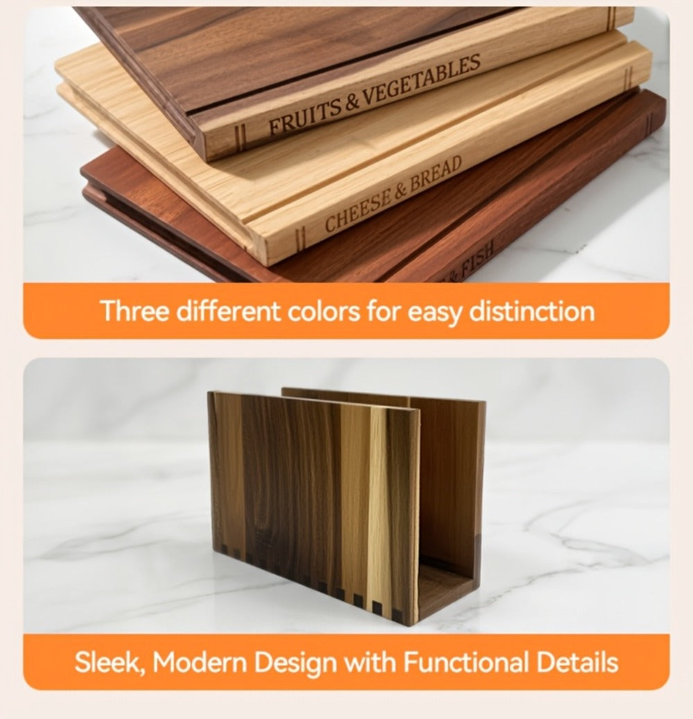 Acacia Wood Cutting Board Set 3 Piece with Stand Book Shaped Decorative Chopping Board for Vegetables Cheese Bread Meat Kitchen Gift Set