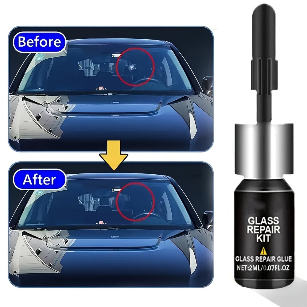 Windshield Repair Kit – 15-Min Quick Fix for Chips, Cracks & Rock Damage | Windshield Crack Repair Fluid with Curing Film, No Tools Needed