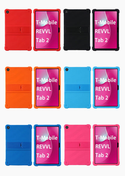 T-Mobile Revvl Tab 2 10.1-Inch Soft TPU-Labeled Tablet Case with Kickstand in Black, Blue or Rose Red