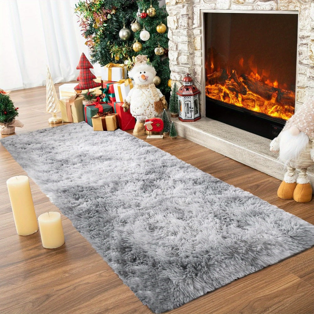 Area Rug Tie-Dye Shaggy Plush Design with Six Colors and Four Washable Sizes for Bedroom or Dorm