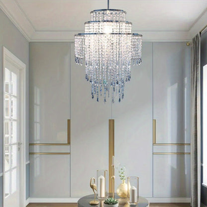 Crystal Beaded Chandelier Lampshade Acrylic Sparkling Droplets Elegant Ceiling Light Fixture Cover for Wedding Party Home Decor Multiple Sizes Branch Style Beadwork Pendant Shade