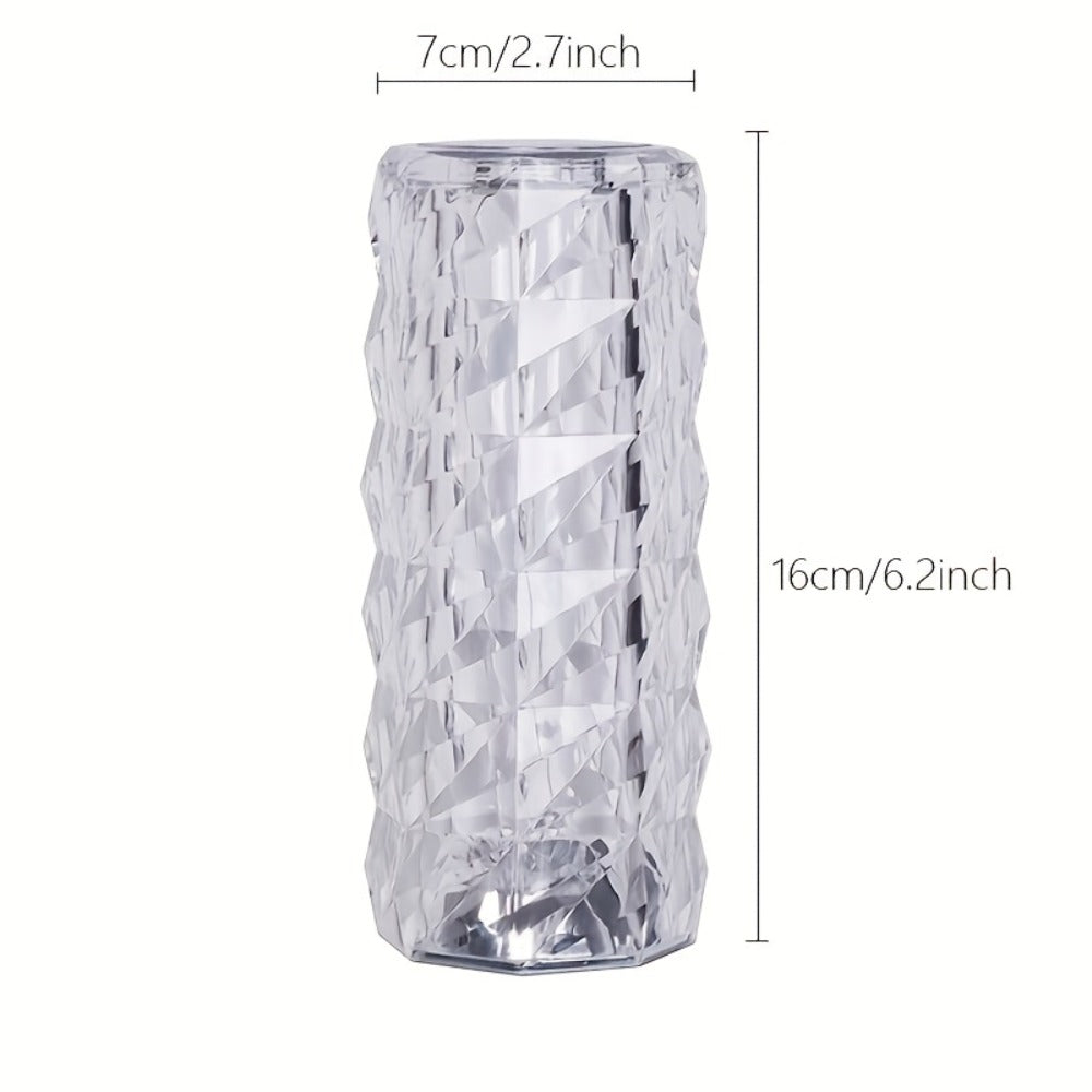 Table Lamp with Diamond-Cut Acrylic Shade, 16 RGB Colors, Remote and Touch Controls, Four Modes